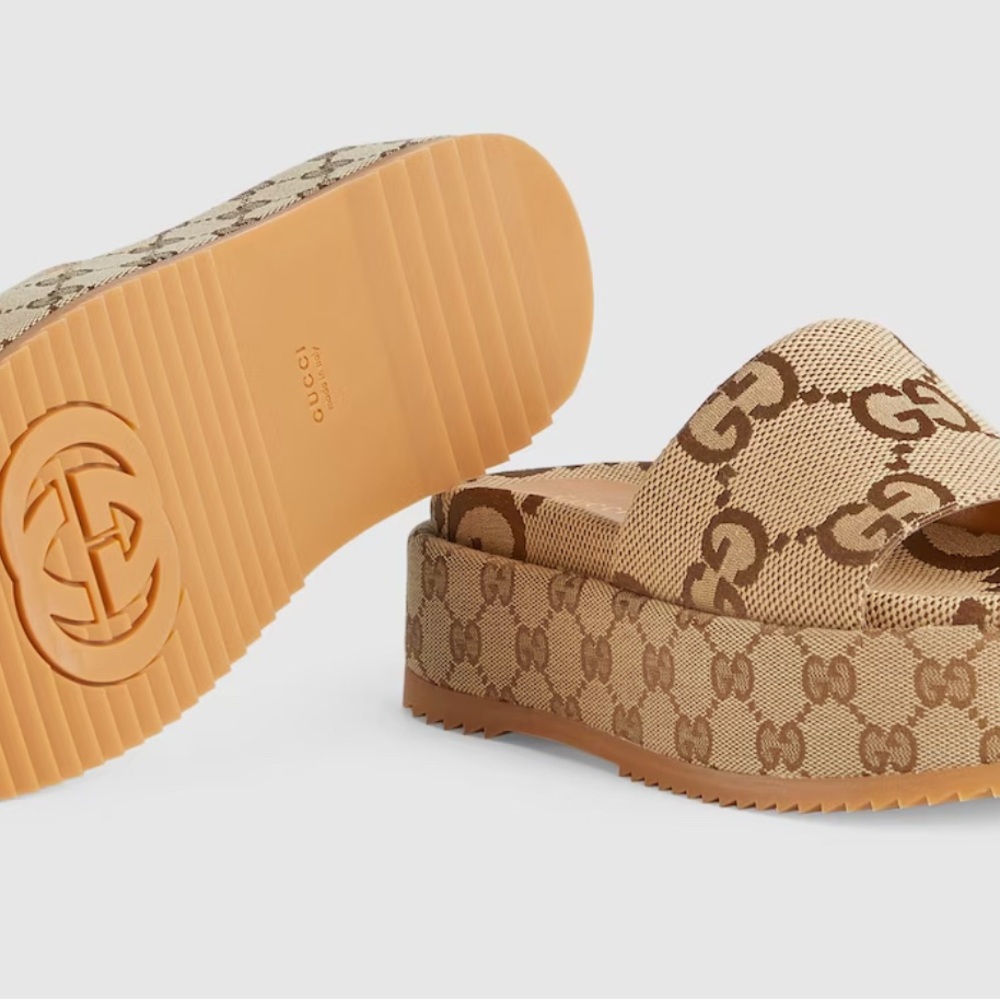 Gucci Women's Black Monogram platform Slide Sandals - Picture 6 of 7